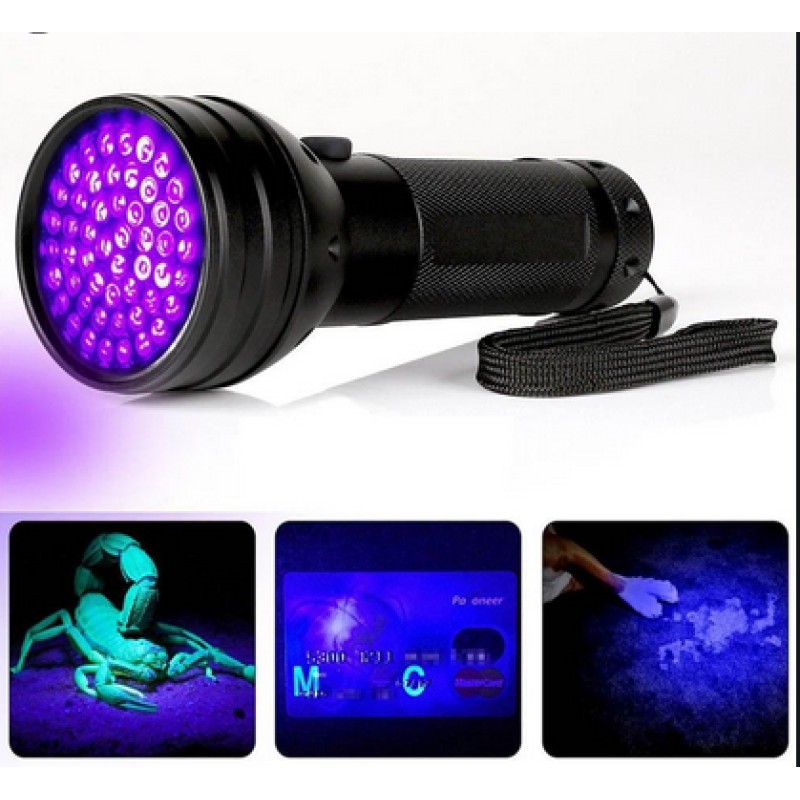 ไฟฉาย Blacklight UV 51 เลนส์ (ดวง)  Blacklight ไฟฉาย 365nm--400nm ในชุดแถม ร่างถ่านขนาด AA