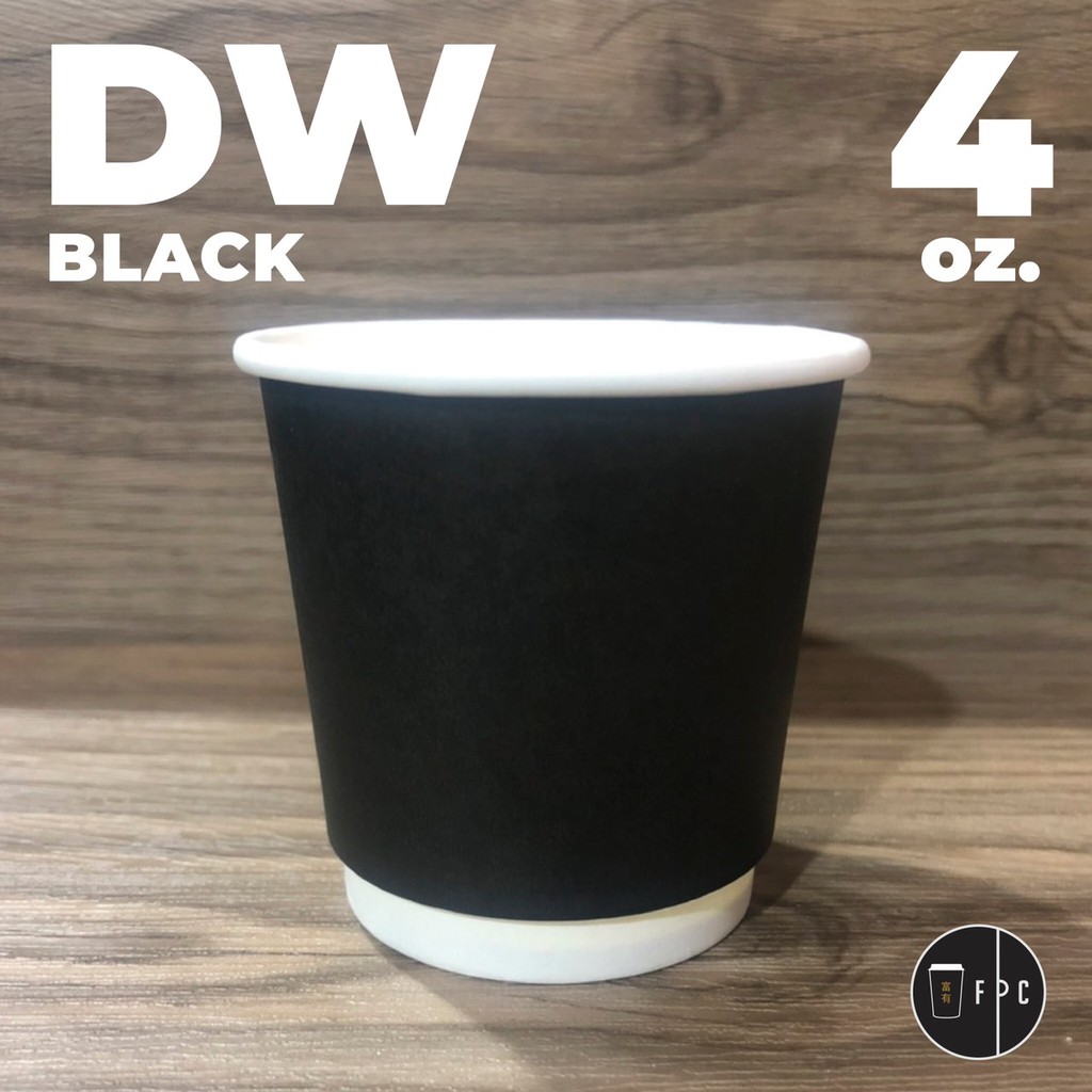 แก้วร้อน Double wall 8oz. - สีดำ พร้อมฝา [50ใบ]