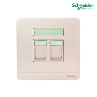 Schneider Electric เต้ารับคอมพิวเตอร์(สายแลน)2 ช่อง CAT6, RJ45 มีม่านนิรภัยรุ่น, 8.6x8.6x1 cm. AvatarOn E - E8332RJS6_WG