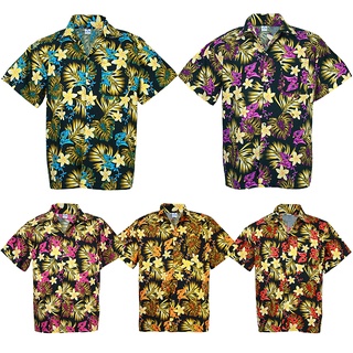 🌴 ไซส์ S XL เสื้อเชิ้ตฮาวาย เสื้อสงกรานต์ เสื้อลายดอก Hawaiian Shirt Aloha Holiday HW910