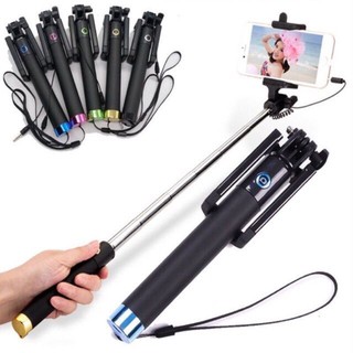 Monopod Selfie Stick ไม้เซลฟี่สีดำพร้อมตัวกดถ่ายรูปในตัว