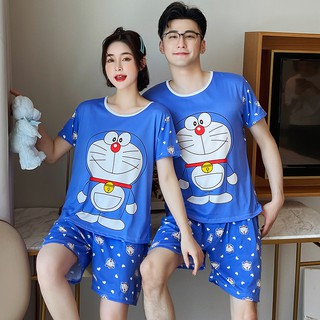 ชุดนอนคู่รัก,ลายการ์ตูนน่ารัก,เสื้อยืด+กางเกงขาสั้น,M-5XL
