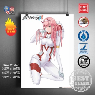 สติกเกอร์โปสเตอร์ ลายอนิเมะ Darling In The Franxx Zero two HIRO สําหรับติดตกแต่งผนังบ้าน