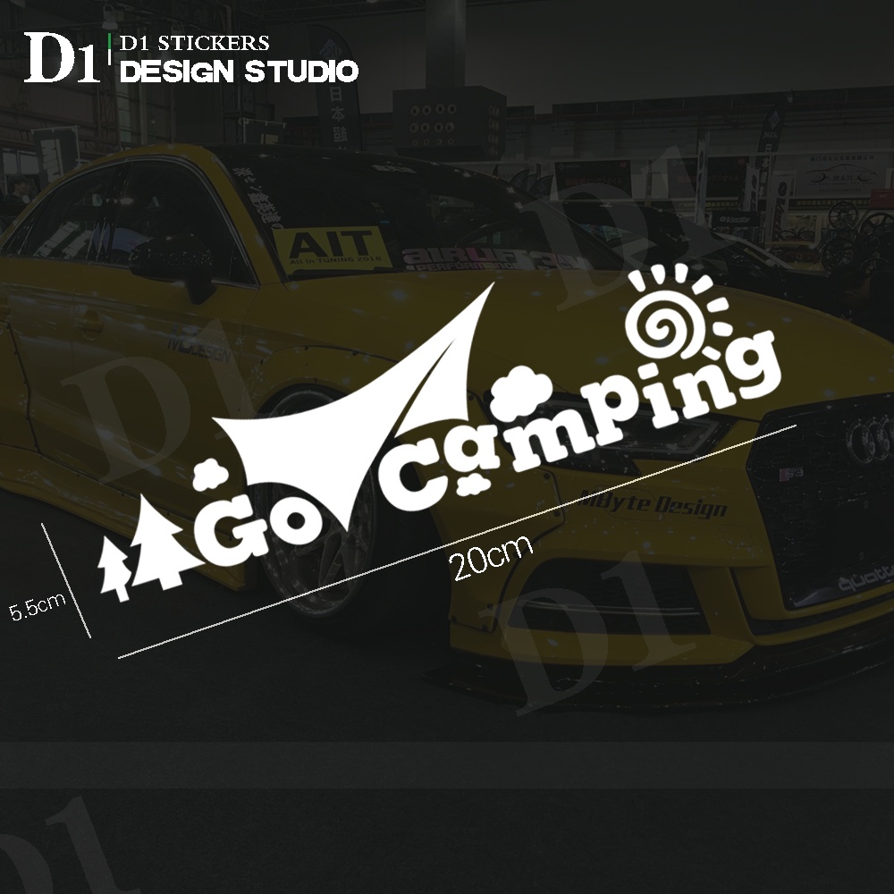 A5333.Go Camping สติ๊กเกอร์ติดรถยนต์สติ๊กเกอร์สะท้อนแสง Go Camping สติกเกอร์ตกแต่งหน้าต่าง Outdoor Camping สติกเกอร์ตกแต่งสะท้อนแสง Scratch สติกเกอร์