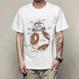 เสื้อยืด แขนสั้น พิมพ์ลายการ์ตูน Star War สไตล์ฮาราจูกุ แนวสตรีท สีขาว แฟชั่นสําหรับผู้ชาย