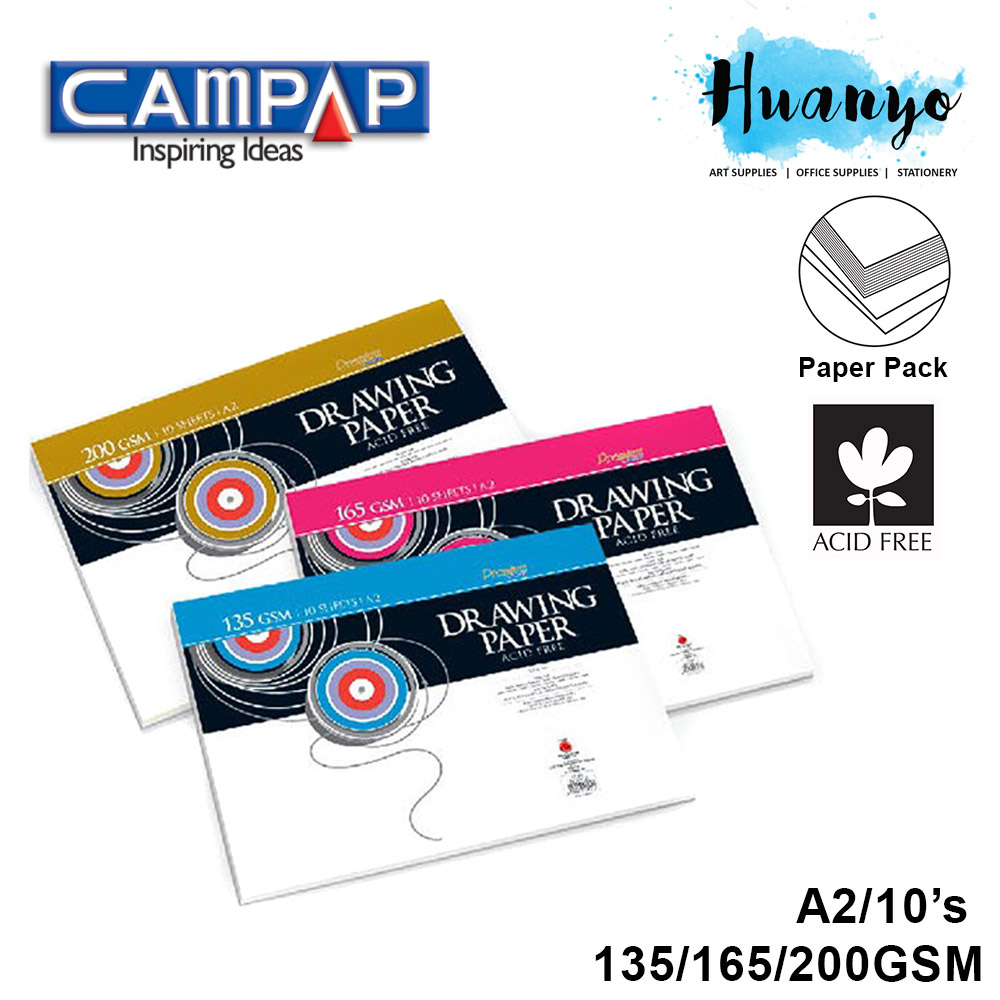 CAMPAP กระดาษวาดรูป A2 - 10 ชิ้น (135/165/200 แกรม)