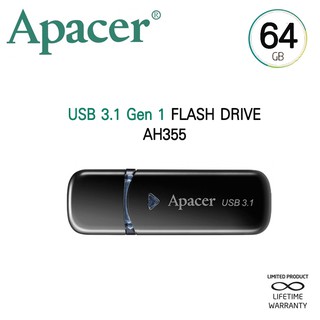 Apacer AH355 USB3.1 แฟลชไดร์ฟ 64GB (Apacer AP64GAH355B-1)