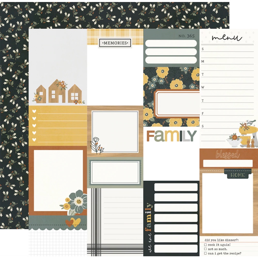 Simple stories กระดาษ​ JOURNAL ELEMENTS Hearth & Home Double-Sided Cardstock 12"X12"