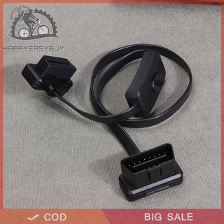 โปรโมชั่น 16 Pin Flat Obd 2 Auto Elm327 สายเคเบิลต่อขยาย พร้อมสวิตช์อะแดปเตอร์เชื่อมต่อ