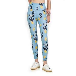 Jenim Sports Fresh Lemon Legging Nile Blue - กางเกงเลกกิ้งลายเลม่อน