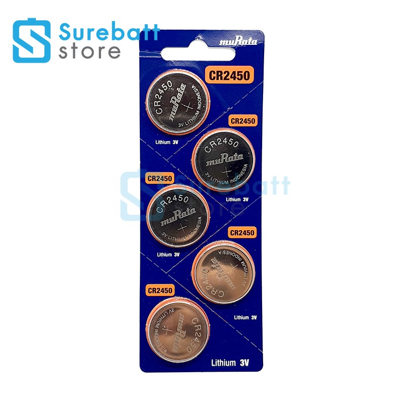 ถ่านลิเธียม Murata CR2450 3V ( จำนวน 5 ก้อน-for 5 batteries.)