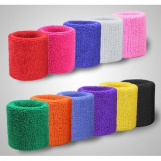 ผ้ารัดข้อมือ ปลอกแขนผ้าฝ้าย  ซับเหงื่อได้ดีนิ่ม ไม่ย้วย มี 10 สี