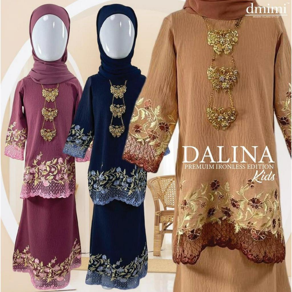 Dmimi EXCLUSIVE Baju Kurung Moden DALINA (Budak) ชุดรีดเล็กถึงพลัสไซส์