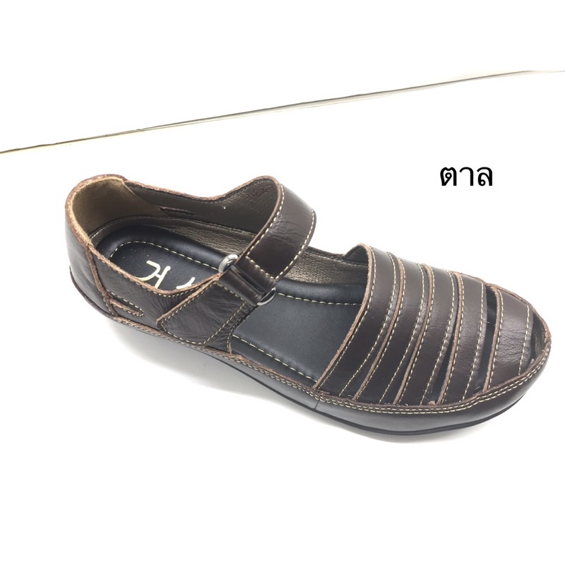 รองเท้ารัดส้นหนังแท้#รองเท้าเพื่อสุขภาพJX818-6B