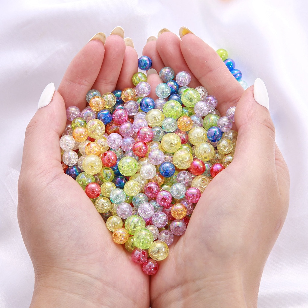 50 ชิ้น/แพ็ค 8/10 มม.AB สีสัน Bubble Crackle หลวม Spacer ลูกปัดอะคริลิคสำหรับสร้อยข้อมือ สร้อยคอ และจี้ DIY เครื่องประดับ - รูปที่ 6