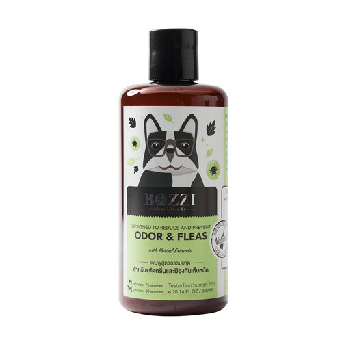 Bozzi แชมพูสุนัข สมุนไพร สูตรป้องกันเห็บหมัดและขจัดกลิ่นตัว / Odor & Fleas Original แชมพูหมา