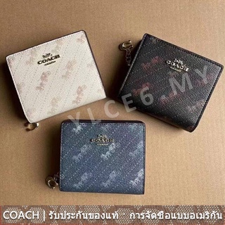 us นำเข้า⭐️ Coach C4104 กระเป๋าสตางค์ผู้หญิงผู้ชายพิมพ์ลายมีม้าและกระเป๋าใส่เหรียญผู้ถือบัตร