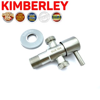 KIMBERLEY "Stop Valve" สต๊อปวาล์ว 3ทาง วาล์วน้ำ 1/2" วาล์วสเตนเลสแท้ SUS 304 หัวก้านไม้ขีด NO.G3300 SS