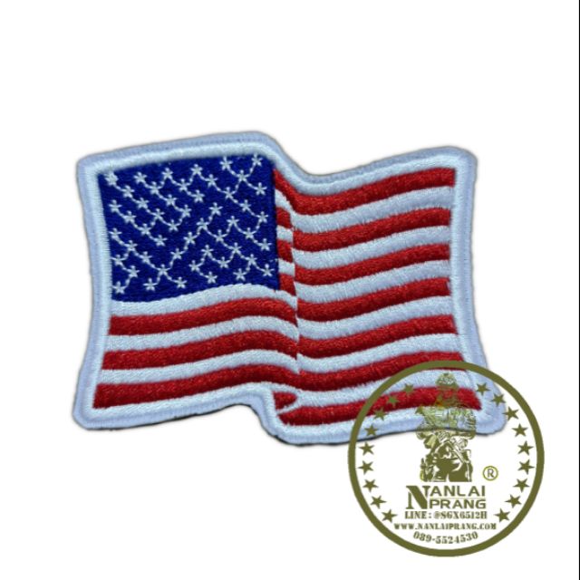 อาร์มธงชาติสหรัฐ US Patch แบบเย็บติดเสื้อ ขอบขาว แบบปกติ