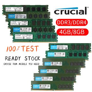 Ready Stock RAM Crucial DDR4 DDR3 4GB 8GB 8500-19200U 1066MHz 1333MHz 1600MHz 2133MHz 2400MHz RAM UDIMM Desktop Memory Intel A34D48