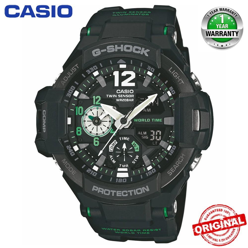 Casio G-Shock GA1100 หน้าปัดสีดำเรซิ่นควอตซ์นาฬิกาผู้ชายนาฬิกากีฬา