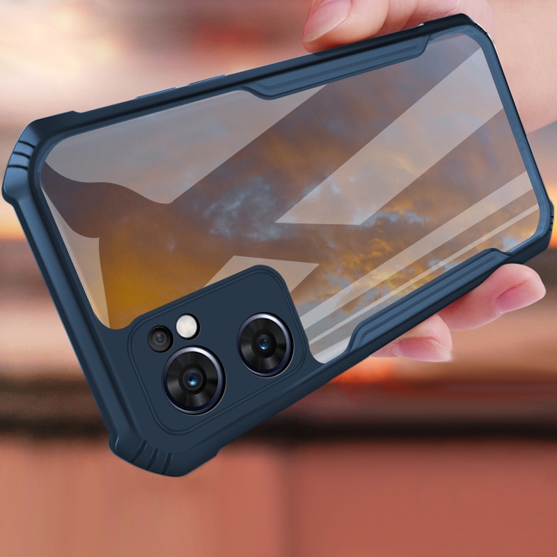สําหรับ OPPO Reno 7 7z 6z 6 Pro 5 Lite 5F 4F 2 2F อะคริลิคใสถุงลมนิรภัยเคสโทรศัพท์ Hybrid ซิลิคอนกัน
