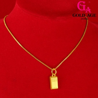 Ga เครื่องประดับแฟชั่น ชุบทอง 24k จี้อิฐ ขนาดเล็ก สไตล์เกาหลี เรียบง่าย สําหรับผู้ชาย และผู้หญิง