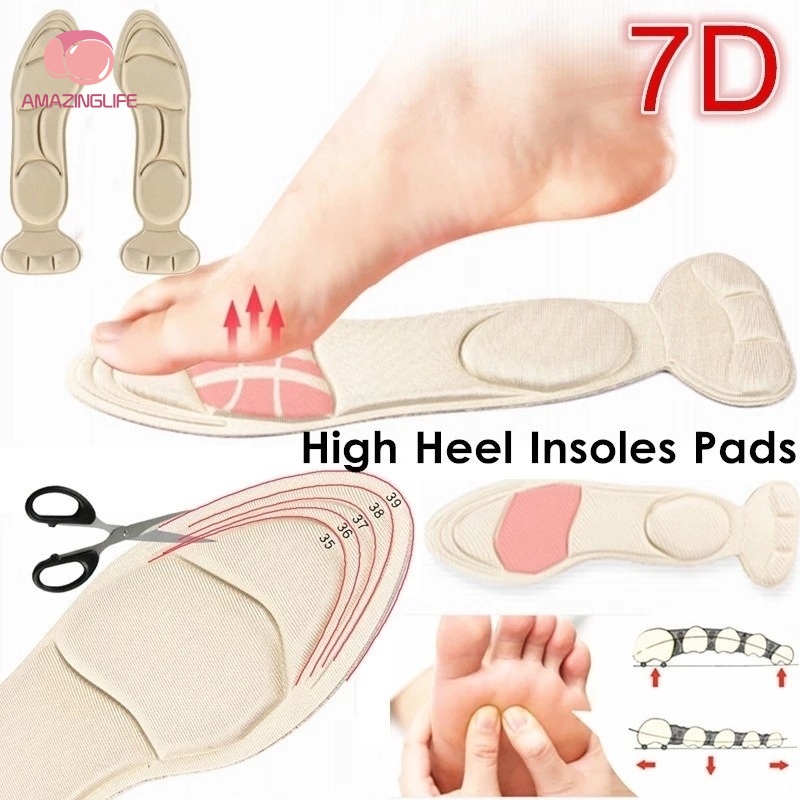 2 In 1 รองรับการนวด ส้นสูง ฟองน้ํา 7D พื้นรองเท้า / ฟองน้ําสบาย ป้องกันอาการปวด ระบายอากาศ แผ่นรองเท้าด้านใน