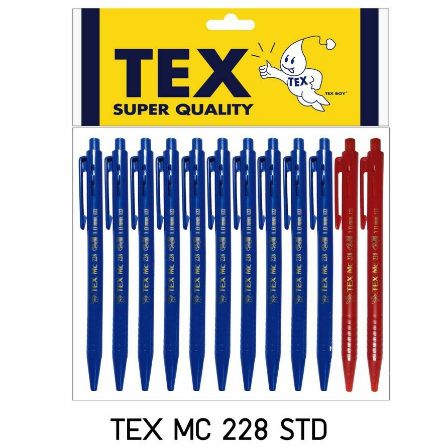 TEX MC 228 STD หัว 1 มม. หมึกน้ำเงิน 10 แดง 2 แพ็ค 12 ด้าม