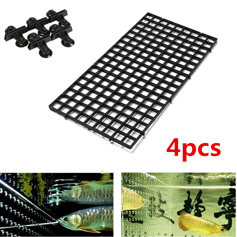 4 ชิ้นตู้ปลาพลาสติกแยก Divider กรอง Patition Board Aquarium สุทธิ Divider ผู้ถือเครื่องมือทําความสะอ