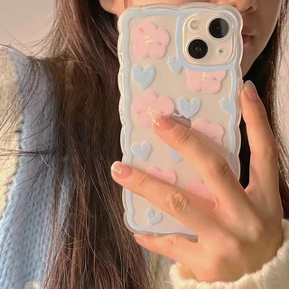 iPhone 13 13pro 13prm iPhone Case การ์ตูนน่ารักโปร่งใส Wave Border Soft Case สำหรับ iPhone 11 7Plus 8Plus Xr XS 13 12 Pro MaxTPU Case