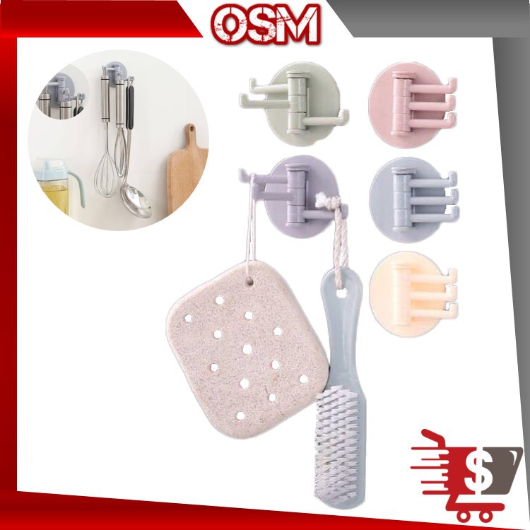 GANTUNGAN OSM - H803 ไม้แขวนเสื้อติดผนัง 3-Prong / ไม้แขวนเสื้อมัลติฟังก์ชั่น / ตะขออเนกประสงค์