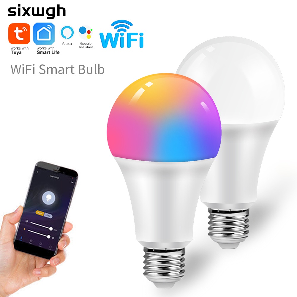 9W E27 หลอดไฟ wifi LED Tuya wifi หลอดไฟอัจฉริยะ 9W B26 E27 แสงสีขาว+หลอดไฟ RGB Smart life APP ควบคุม
