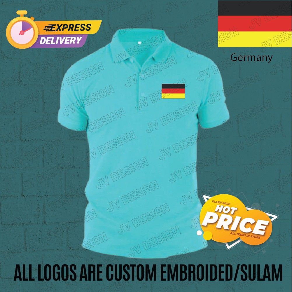 HEBAT🔥 [SULAM] RR GERMANY FLAG LOGO POLO EMBROIDERY BAJU LELAKI PEREMPUAN POLO TEE!! ผ้าฝ้าย 100% GR