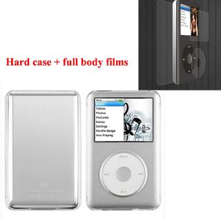 เคสคริสตัลใสแบบแข็งสำหรับ Apple iPod Classic 6th 7th 80GB 120GB บาง 160GB iPod Video 5th 30GB (รุ่นบางความหนา 10.5 มม.) พร้อมฟิล์มป้องกันร่างกายเต็มรูปแบบ