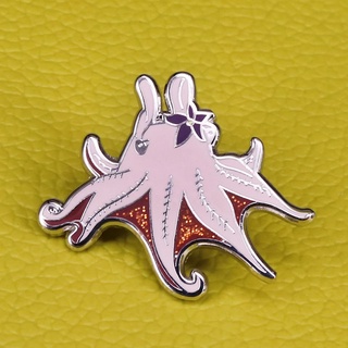 เข็มกลัด / หมุดโลหะ ปลาหมึกกลิตเตอร์ Cute Octopus Glitter  🐙🎀🌊 (Hard Enamel Pin)