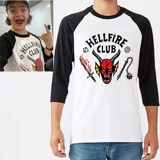 ใหม่ เสื้อยืดลําลอง แขนสั้น 3/4 พิมพ์ลายกราฟิก Hellfire Club Stranger Things 4 ใส่สบาย ขนาดใหญ่ สําหรับผู้ชาย ผู้หญิง ทุกเพศ