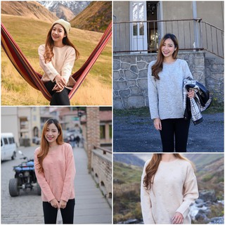 KozySnow T0007 เสื้อไหมพรมทอลายนูนๆ มี3สี