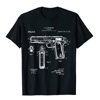 ขายดี!เสื้อยืด ผ้าฝ้าย พิมพ์ลาย John Browning 1911 Patent Drawing Pro Gun สําหรับผู้ชาย ครอบครัว SR7OS-5XL