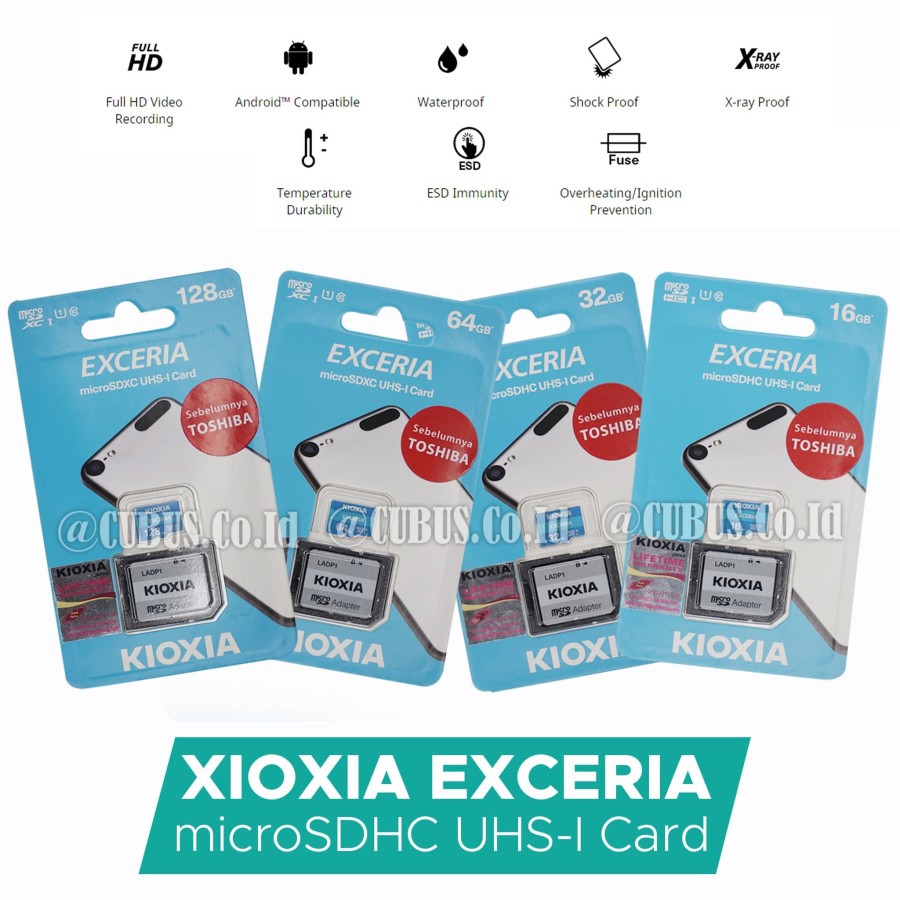 การ์ด Micro sd 128gb KIOXIA Exceria SDXC UHS-I 100 MB/s พร้อมอะแดปเตอร์ SD ของแท้