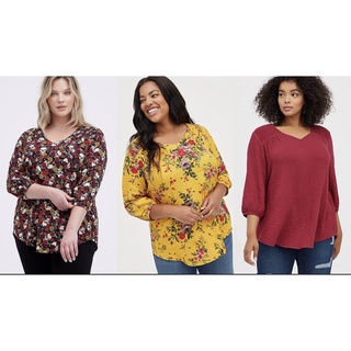 เสื้อแบรนด์ Torrid แขนยาวพิมพ์ลาย ผ้าพริ้วใส่สบายๆ Q2033-Q2034-Q2035