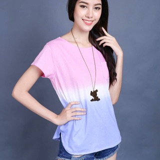 เสื้อมัดย้อม แต่งกระเป๋า no.106/pink-purple มีโค้ดส่วนลด