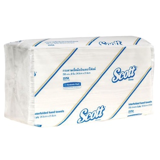 กระดาษเช็ดมือพับต่อเนื่อง (แพ็ค250แผ่น) สก๊อตต์ Inter Fold กระดาษทิชชู Continuously folded paper towels (250 sheets/pack