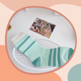 (Bundle Clearance Sale) 4 คู่ 180 บาท!!! ถุงเท้าสีพื้นลายทาง !!! พร้อมส่งทุกคู่ จัดส่งทุกวัน
