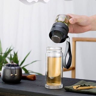 Tea Separation Bottle Double Wall Glass Tea Infuser Water Bottle Home Office Drinking Supplies