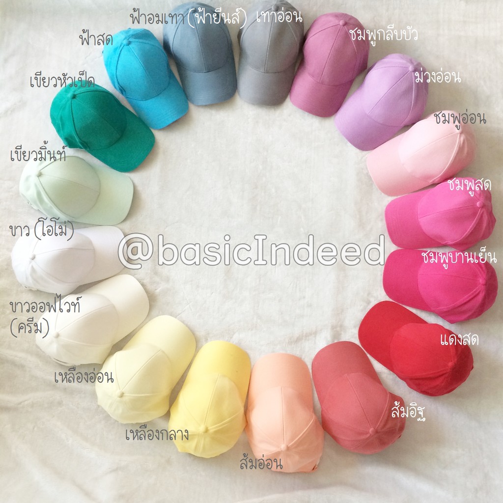 Basic Indeed หมวกแก๊ปหลากสี ราคาส่ง ออกใบกำกับภาษีได้