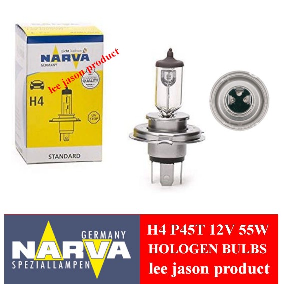 NARVA BULB 12V H4 P45T 55W,100W ใช้สําหรับ MECERDES BENZ 12V ( 48884,48904 )
