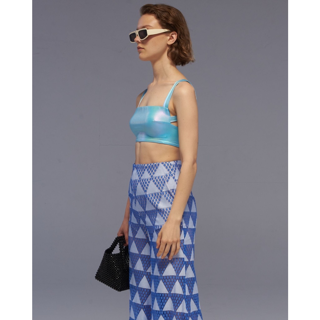 The SRT X7 Holographic Crop Top Bra (TBL105) เสื้อครอปสายเดี่ยวทรงบรา ผ้ายืด สีโฮโลแกรม — صورة 2