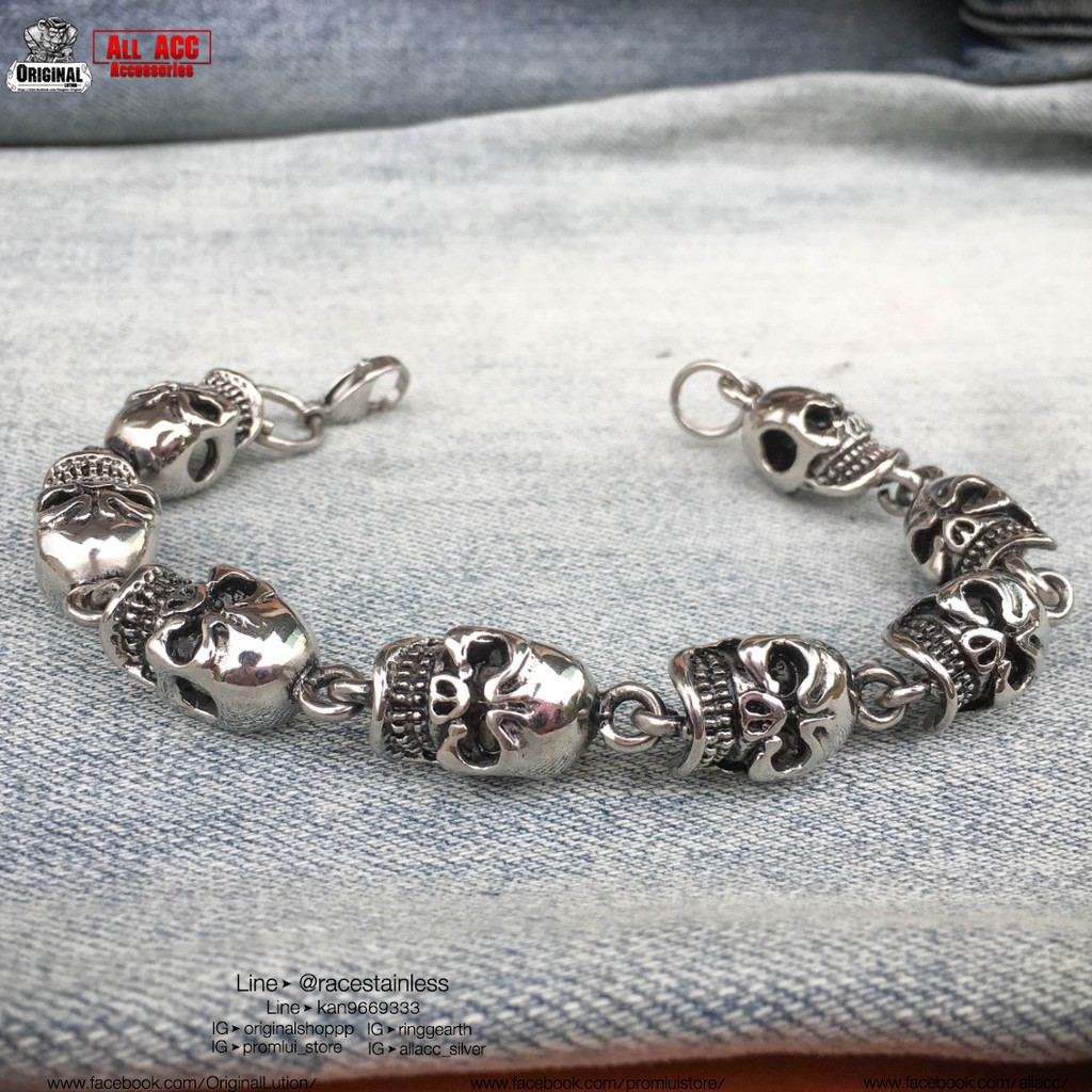 สร้อยข้อมือ ลายหัวกะโหลก สุดเท่ RareItem