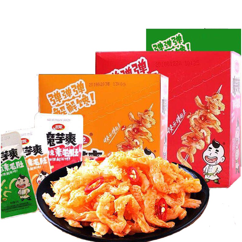 บุกปรุงรสหม่าล่า เคี้ยวกรุบ อร่อยชาลิ้น ลองแล้วจะติดใจ 卫龙 魔芋爽香辣素毛肚 400g/กล่อง(20ชิ้น) Malamart